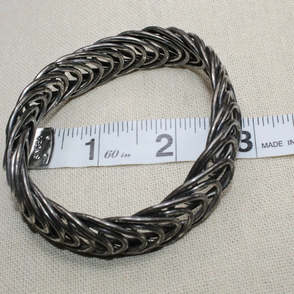Chainmail Bangle Woven Ring Industrial Cosplay Bracelet 2.75in Gunmetal Grey